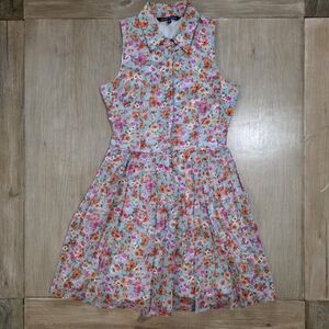 Kaya & Sloane Blue Floral Sleeveless Collared Fit & Flare Dress – Size S